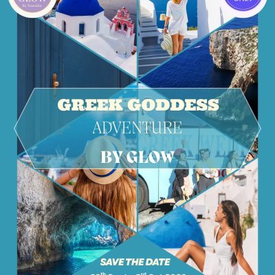 Blue and White Geometric Shapes Photo Collage Travel Instagram Post